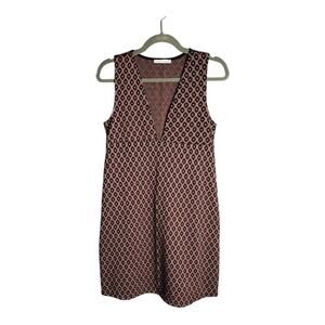 Zara Red and Gray Geometric Print Sleeveless Low V Neckline Mini Dress Size M